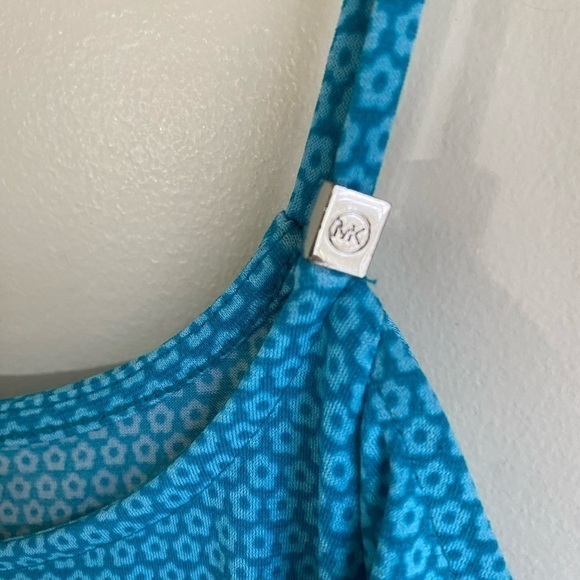 Michael Kors Dress Medium blue Floral Cold Shoulder Mini Shift EUC beautiful!!! - Picture 2 of 13